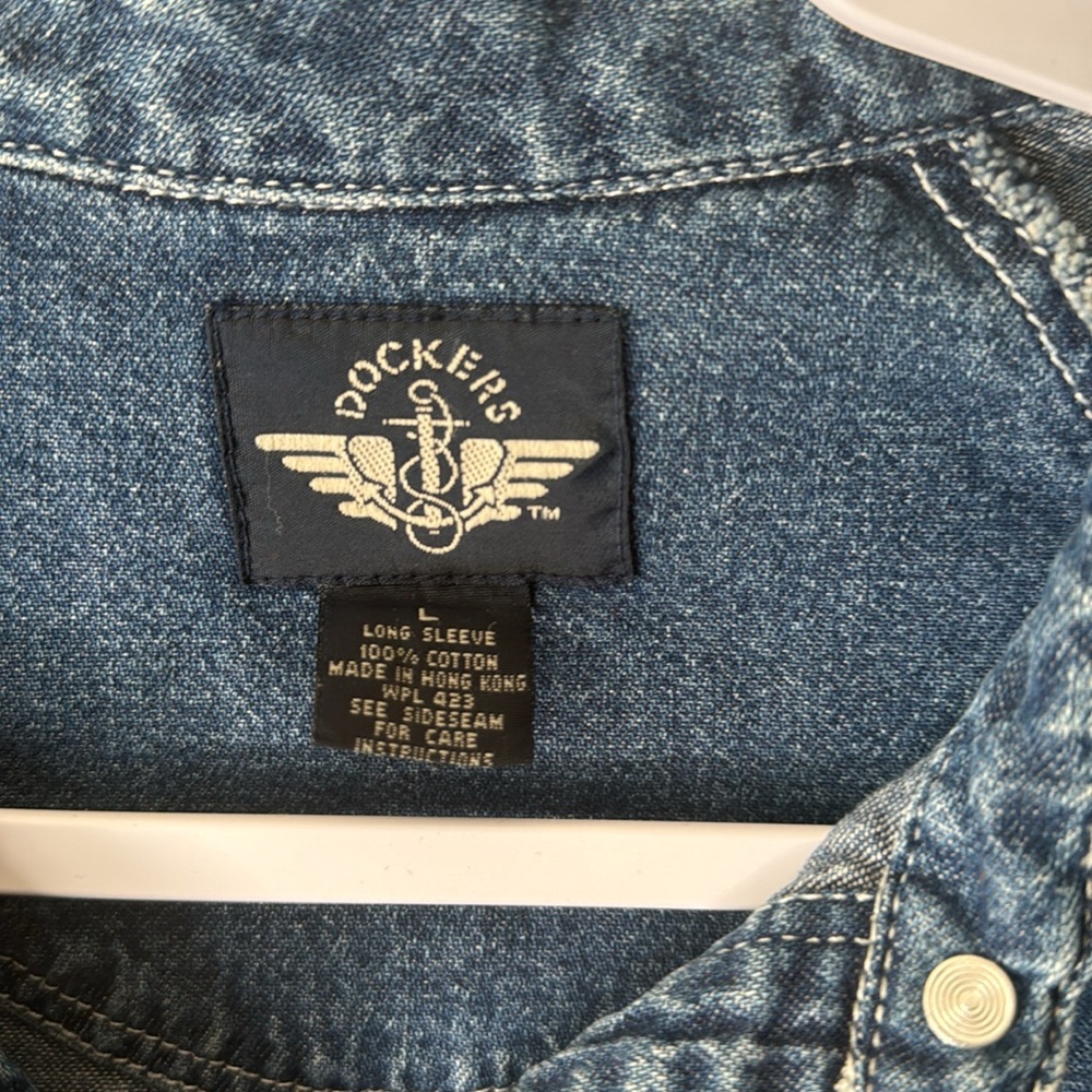 Dockers blue jean jacket Pp20 L23 100% cotton so many details RK5n - Picture 8 of 8